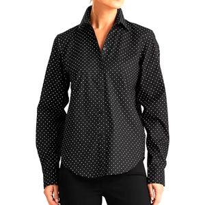 Lauren by Ralph Lauren | Navy/White Polka Dot Button Down Shirt | XS